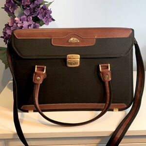 Vintage Y2K Samsonite Leather / Fabric Briefcase / Messenger Bag NEW!